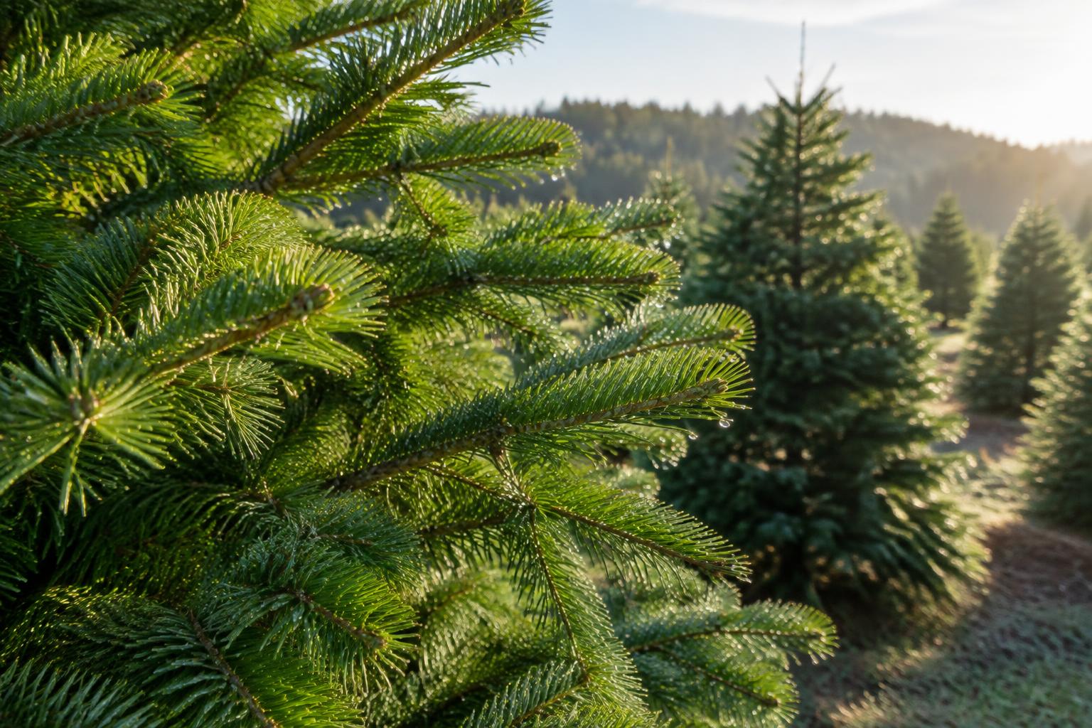 Fresh fir needles in the morning light